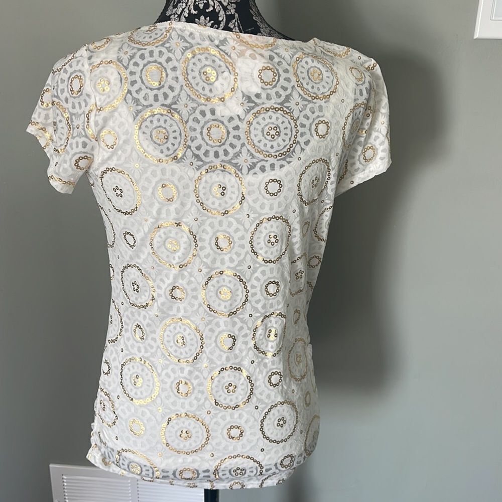 Ruby Rd. white/gold short sleeve top - Picture 2 of 3